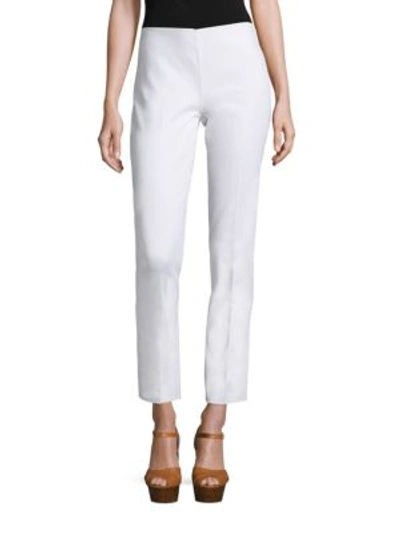 Shop Michael Kors Cotton Cropped Pants In Optic White