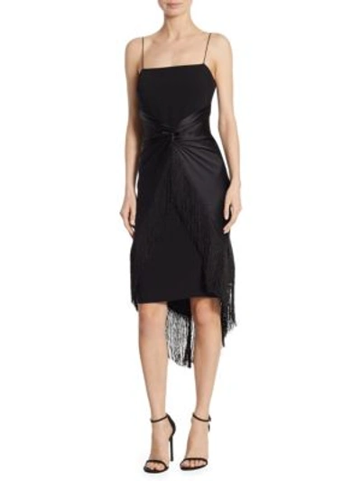 Shop Cinq À Sept Yolette Fringe Midi Dress In Black