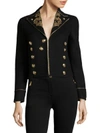 ROBERTO CAVALLI Cropped Embroidered Military Jacket
