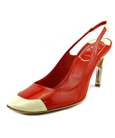 Roger Vivier Sling Back Hello Coco T85   Round Toe Leather  Slingback Heel' In Red
