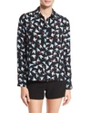 ALICE AND OLIVIA WILLA DOVE & HEART PRINT SHIRT,PROD194620579