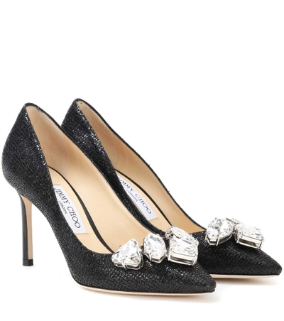 Shop Jimmy Choo Marvel 85 Embellished Pumps In Llack