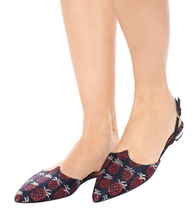 Shop Aquazzura Sultana Brocade Slingback Sandals
