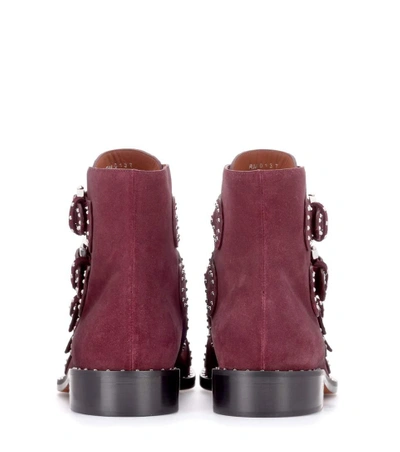 Shop Givenchy Elegant Embellished Suede Boots In Oxllood Red