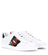 GUCCI EMBELLISHED LEATHER SNEAKERS,P00274664