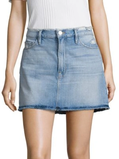 Shop Frame Le Frayed Denim Mini Skirt In Sawyer