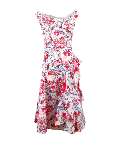 Shop Peter Pilotto Leaf Print Waffle Dress In Red