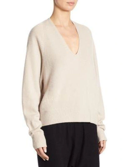 Shop Vince Deep V-neck Cashmere Sweater In Linen