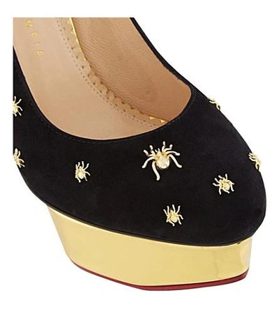 Shop Charlotte Olympia Spider Dolly Leather Courts In Black