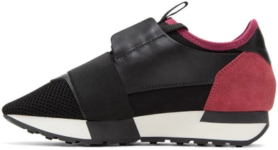 Shop Balenciaga Black & Pink Panelled Sneakers