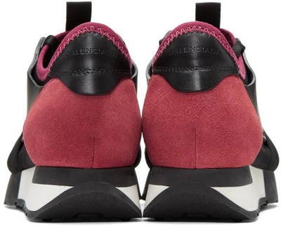 Shop Balenciaga Black & Pink Panelled Sneakers