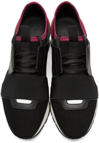 Shop Balenciaga Black & Pink Panelled Sneakers