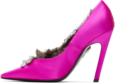 Shop Balenciaga Pink Satin Sequin Heels