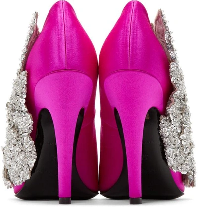 Shop Balenciaga Pink Satin Sequin Heels