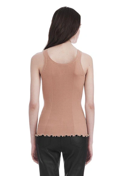 Shop Alexander Wang Ribbed Tank With Ruffled Ball Chain Hem In Peach