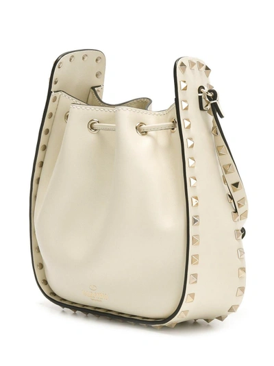 Shop Valentino Rockstud Ivory Leather Bucket Bag