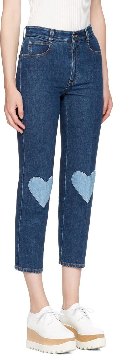 Shop Stella Mccartney Blue High Waist Cropped Skinny Jeans In 4011 Blue