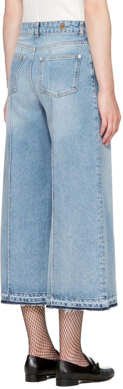 Shop Alexander Mcqueen Blue Denim Culottes In 4250 Middle Denim