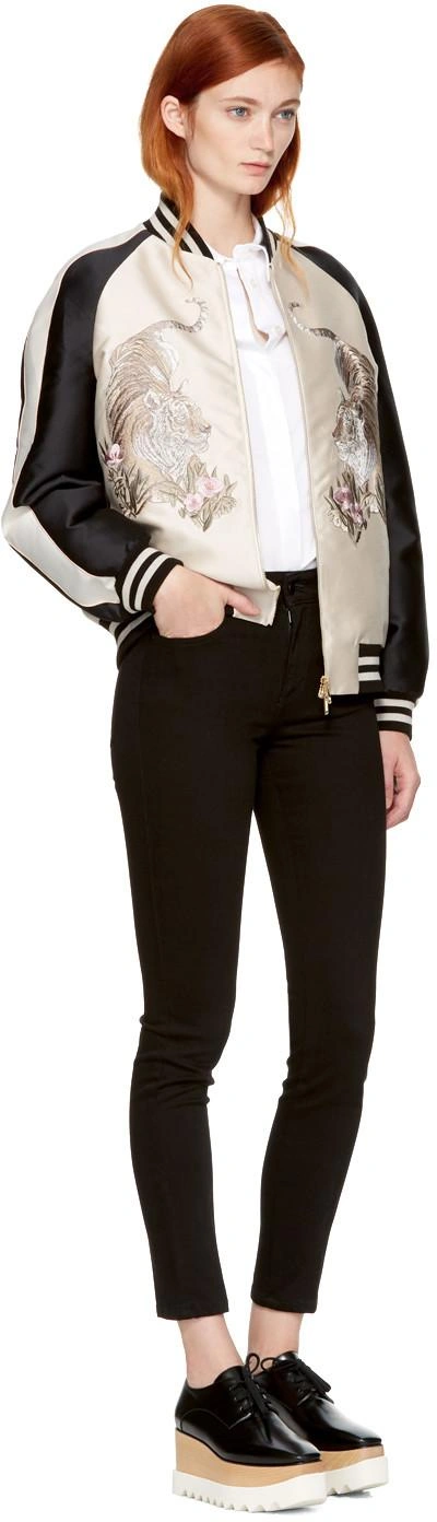 Shop Stella Mccartney Beige Lorinda Tiger Bomber Jacket