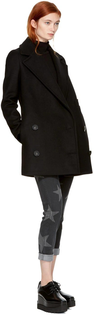 Stella Mccartney Edith Double breasted Wool blend Coat In Navy