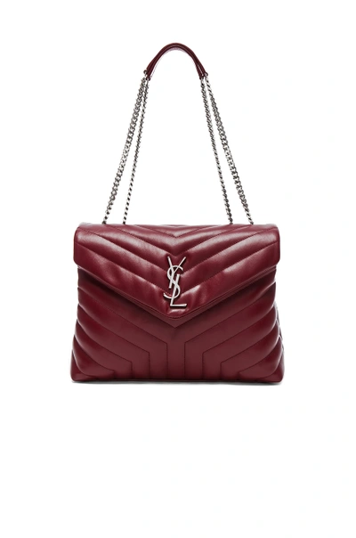 Shop Saint Laurent Medium Supple Monogramme Loulou Chain Bag In Red
