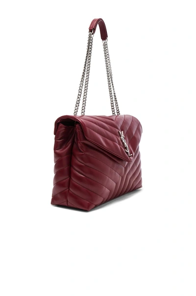 Shop Saint Laurent Medium Supple Monogramme Loulou Chain Bag In Red