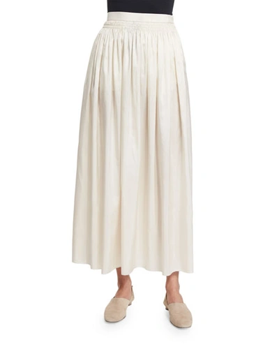 The Row Tovo High-waist Silk Full Midi Skirt, Old Lace