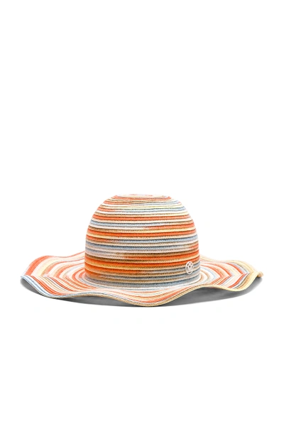 Maison Michel For Fwrd Short Capeline Paper Straw Hat In Bleach Color Tie Dye