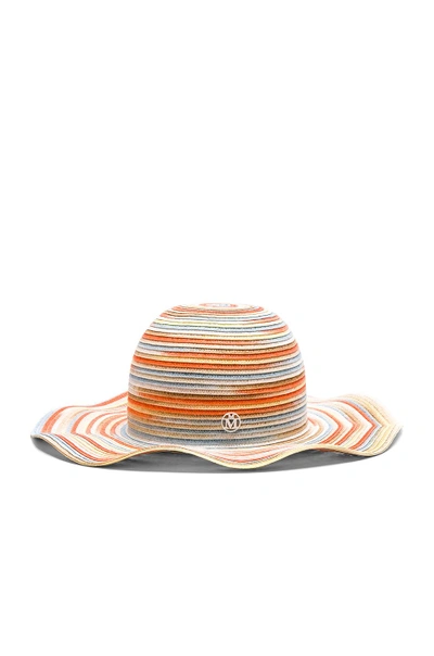 Shop Maison Michel For Fwrd Short Capeline Paper Straw Hat In Bleach Color Tie Dye