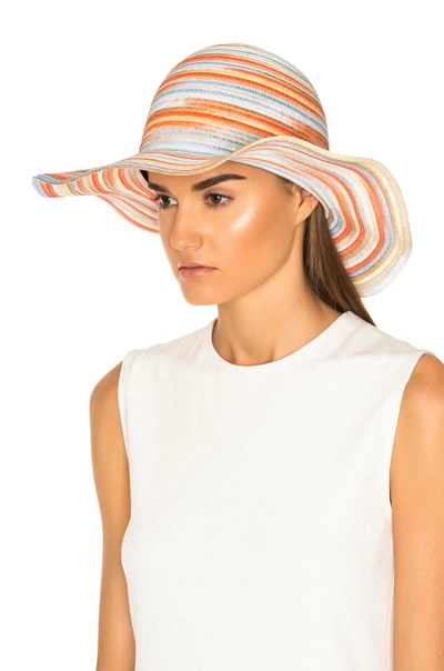 Shop Maison Michel For Fwrd Short Capeline Paper Straw Hat In Bleach Color Tie Dye