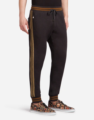 Shop Dolce & Gabbana Jogging Pants In Cotton In Gray