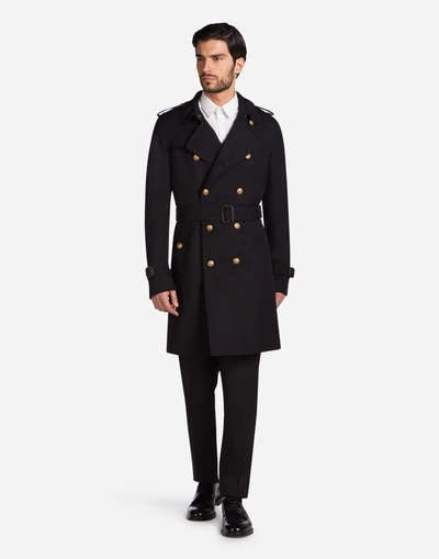 Shop Dolce & Gabbana Trench Coat In Wool In Black