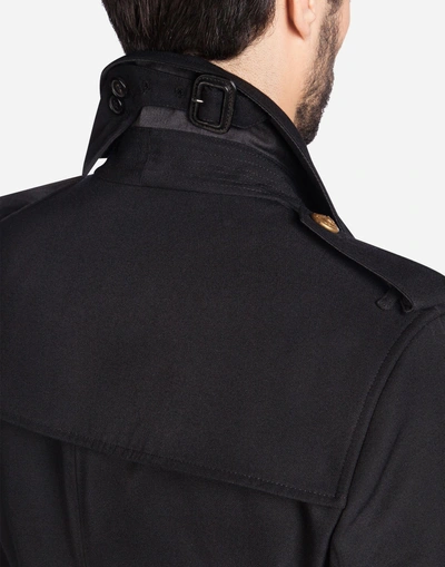 Shop Dolce & Gabbana Trench Coat In Wool In Black
