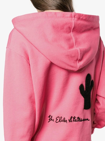 Shop The Elder Statesman Pink Cactus Hoodie In Pink/purple