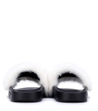 Shop Givenchy Fur Slides In Multicoloured