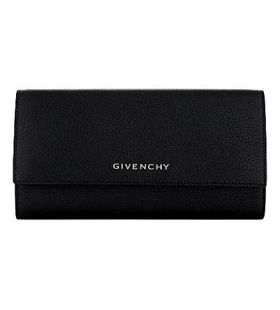 Shop Givenchy Grained Leather Long Wallet In Black