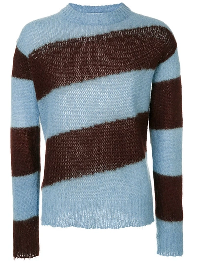 Marni Mohair Blend Striped Sweater In Sky Blue