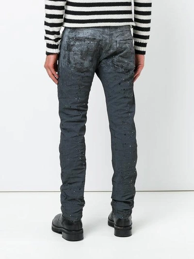 Shop Diesel Elongated Distressed Jeans In Grey