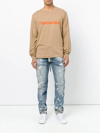 Shop Off-white Distressed Slim-fit Jeans - Blue