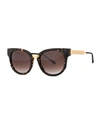 THIERRY LASRY AFFINITY SQUARE MIXED-MEDIA SUNGLASSES, HAVANA