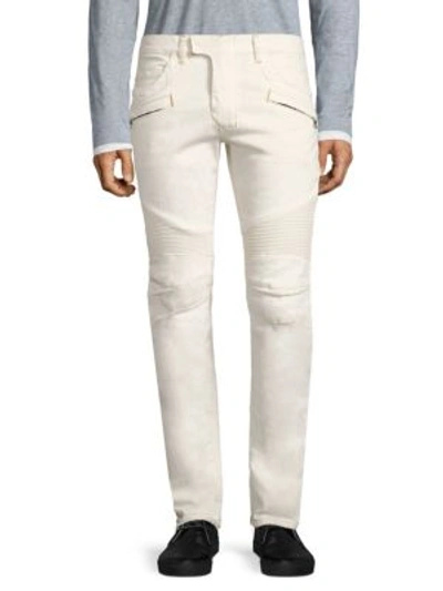 Shop Balmain Slim-fit Biker Jeans In White