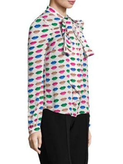 Shop Milly Tie Neck Blouse In Multicolor
