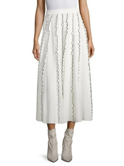Shop Derek Lam Ruffle Midi Skirt In Silk White