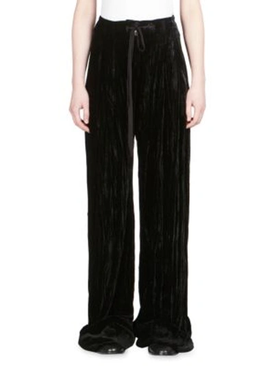 Ann Demeulemeester Wide-leg Velvet Trousers In Black