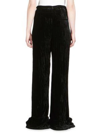 Shop Ann Demeulemeester Wide-leg Velvet Trousers In Black