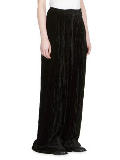 Shop Ann Demeulemeester Wide-leg Velvet Trousers In Black