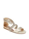 BADGLEY MISCHKA TRISTEN LEATHER SLIDE SANDALS,0400095363494