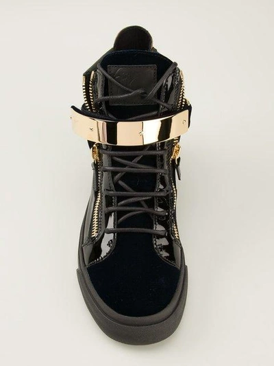 Shop Giuseppe Zanotti Golden Strap Hi-top Sneakers