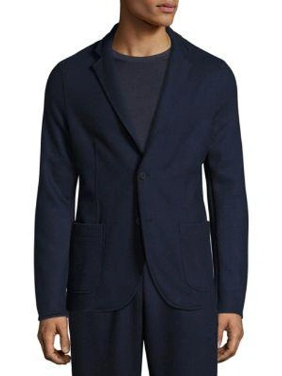 Shop Tomas Maier Felted Wool Slim-fit Blazer In Blazer Blue