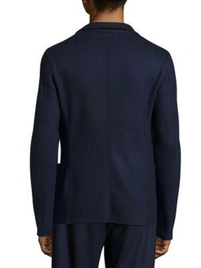 Shop Tomas Maier Felted Wool Slim-fit Blazer In Blazer Blue